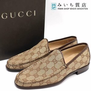 質屋 グッチ ローファー GGキャンバス 靴 6 シューズ 23cm ロゴ 115766 GUCCI 30k372-188 みいち質店