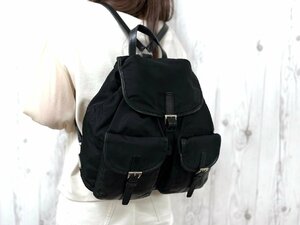 極美品 PRADA プラダ テスート ナイロンリュック リュックサック バッグ ナイロン×レザー 黒 70880