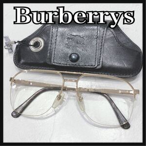 ☆Burberrys☆ バーバリーズ メガネ 眼鏡 めがね 度入り ゴールド メタル 収納ケース メンズ 男性 紳士 送料無料