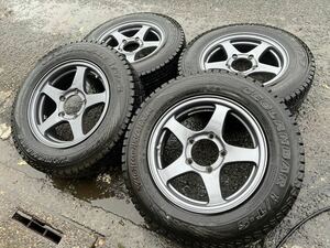 ジムニー 社外ホイールタイヤ付き 16inch 5.5jj+22 5H PCD139.7 (175/80 R16) 1円スタート売り切り! YOKOHAMA GEOLANDAR ガンメタ!! 