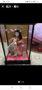 最終値下げ　日本人形　女の子　ガラスケース　市松人形　5月人形　ひな祭り 着物 置物 ガラスケース アンティーク インテリア 