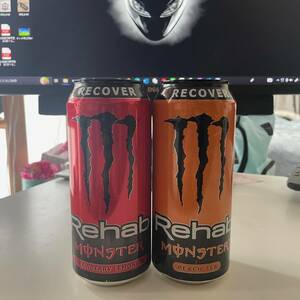 【海外版】モンスター リハブ 2種 ストロベリーレモネード ピーチティー 無炭酸 エナジー ドリンク MONSTER REHAB 日本未発売【激レア】