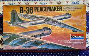 B-36 PEACEMAKER モノグラム製1／72プラモデル 米軍戦闘機　未組み立て 箱傷み有り 昭和レトロ モデルキット 説明書有り ただし日焼け有り