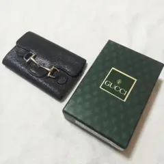 ●グッチ GUCCI●ホースビットキーケース 三つ折り●ブラック