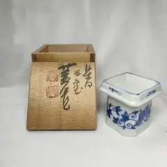 茶道具 染付 三宝蓋置 平安 昭阿弥 京焼 共箱 旧家蔵出し 時代物 未使用美品
