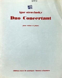 ストラヴィンスキー 協奏的二重奏曲 (ヴァイオリン+ピアノ) 輸入楽譜 Stravinsky Duo Concertant 洋書