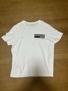 カルバンクライン　半袖Tシャツ　フロントロゴ　白系　メンズXL　中古品