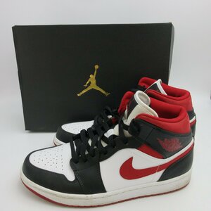 ★1円スタート！NIKE スニーカー AIR JORDAN 1 MID 27.5cm エア ジョーダン 1 ミッド ホワイト×レッド×ブラック 554724-122