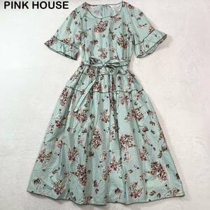 ☆極美品☆ PINK HOUSE うさぎ柄　総柄　半袖　ワンピース　リボン付き　フリーサイズ