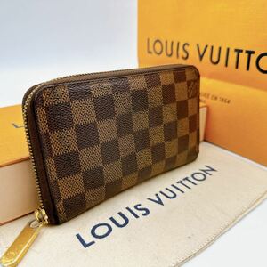 2821【美品】LOUIS VUITTON ルイヴィトン ダミエ ジッピーコンパクトウォレット 長財布 ラウンドファスナー ウォレット N60028/MI4110