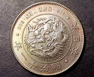 １円スタート　　極美品 日本硬貨 明治時代 一圓 大日本明治十一年 旭日 比重：10.188　銀貨