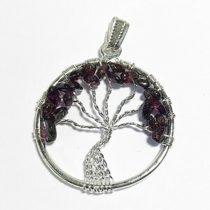 生命の樹 ツリーオブライフ Tree of Life 天然石ペンダントトップ 1個 ガーネット tree-garnet auc