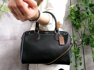 ●超美品●COACH コーチ●ベネット ミニ サッチェル●F22237●カーフ レザー 本革●2way ショルダー ハンド バッグ●黒●斜め掛け●Js45816