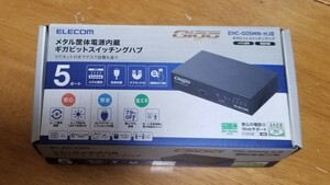 エレコム スイッチングハブ ギガビット 5ポート マグネット付き 電源内蔵 金属筺体 EHC-G05MN-HJB　ブラック