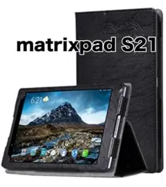 MatrixPad S21 ケース VANKYO s21 カバー 黒 植物模様
