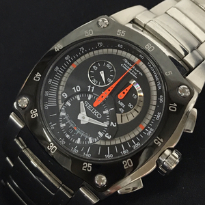 セイコー スポーチュラ キネティック 腕時計 クロノグラフ 7L22-0AM0 メンズ 稼働品 ブラック文字盤 純正ブレス SEIKO