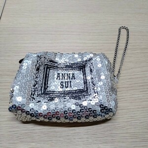 アナスイ　ANNA SUI　スパンコール　化粧ポーチ シルバー