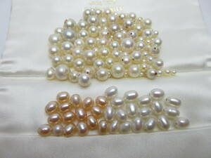 SJ 98 ♪♪ 真珠 パールルース ホワイト ピンク 2.5 mm～8.6ｍｍ 色々 まとめて 37ｇ ♪♪ 真珠ルース 手作りなどに