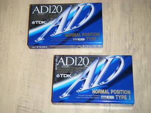 新品未開封 TDK AD120 120分カセットテープ２本 ノーマルポジション
