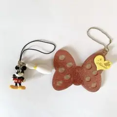 ディズニー ミッキー ミニー ストラップ リボン りぼん チャーム キーホルダー