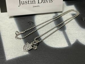 JUSTIN DAVIS ジャスティンデイビス SNJ163 SHIELD DOG TAG ネックレス シールド ドッグタグ ストーン Silver925 ジルコニア 45cm 39600円