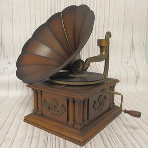 f002l KAIDAN Les Phonographes de Francois Desire Odobez 蓄音機 ウッドホーン 木製ラッパ アンティーク レトロ ジャンク品