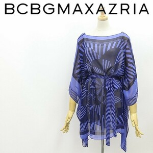 ◆BCBG MAXAZRIA マックスアズリア 総柄 ウエストリボン ポンチョ風 シフォン チュニック XS/S