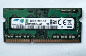 動作確認済 中古 PC3L-12800S (DDR3L-1600) 4GB SO-DIMM 204pin ノートパソコン用メモリ M471B5173BH0-YK0 SAMSUNG