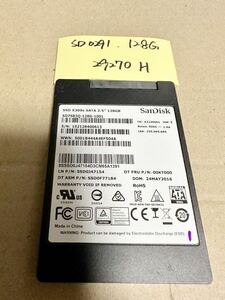 SD0291【中古動作品】sundisk 内蔵 SSD 128GB /SATA 2.5インチ動作確認済み 使用時間29270H