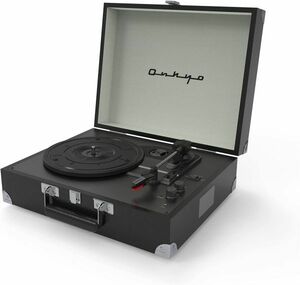 ONKYO レコードプレーヤー Bluetooth対応 ポータブル ステレオスピーカー内蔵 ミスティックブラック OCP-01(B)