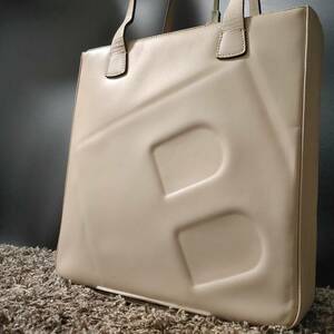 1円~【希少/極美品】BALLY バリー ビジネスバッグ メンズ トート ハンド ワンショルダー 肩掛け レザー 本革 ベージュ ロゴ 型押し