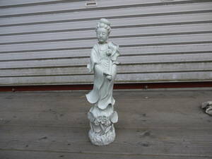 【TS20521】 白磁 観音菩薩立像 観音像 仏像 高さ49cm 仏教美術 アンティーク/ビンテージ　※訳あり