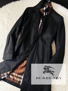 K30【頂点!!購入シルクを纏う】定価21万 未使用品級●BURBERRY LONDON●極上なめらかさ●高級ステンカラーコート バーバリーコート メンズ