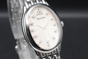 SEIKO CREDOR Ref:1E70-0BD0 セイコー クレドール ピンク文字盤 12Pダイヤ クォーツレディース 腕時計