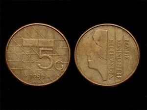 【オランダ】 5セント 1989年 ベアトリクス女王　ブロンズ貨