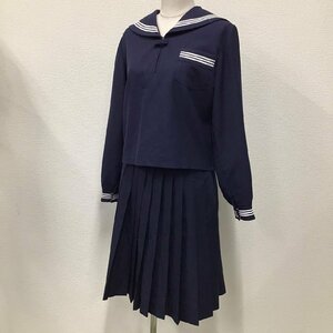 O360 (中古) 兵庫方面 校名不明 セーラー服 上下セット /12/W68/ヒダ28本/白3本/NIKKE/冬服/制服/高校/中学校/学生服/女子学生