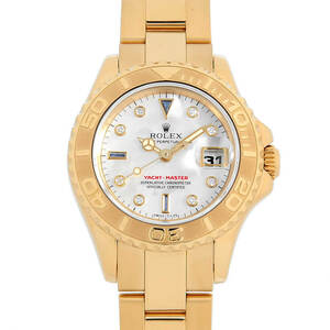 ロレックス ヨットマスター 8Pダイヤ/3Pサファイア 69628NGS ホワイトシェル W番 中古 レディース 腕時計