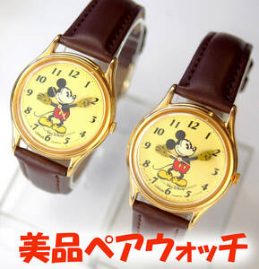 美品 電池ベルト新品 SEIKO 2本セット ミッキーマウス セイコー ローラス ディズニー 腕時計 LORUS Disney MIckey Mouse 動作確認済み 金色