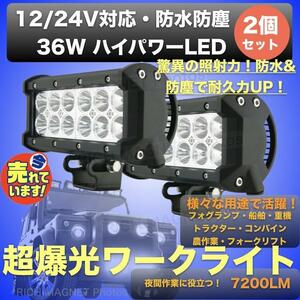 LED ワークライト 作業灯 12V/24V 36W 防水 デッキライト 投光器 前照灯 集魚灯 車幅灯 照明 トラック 2個 インボイス対応