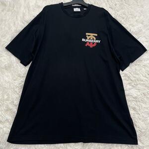 現行!! Burberry バーバリー Tシャツ XLサイズ 現行 TBロゴ ラバーロゴ 黒 ブラック オーバーサイズ ビッグシルエット 大きいサイズ