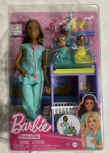 Barbie You Can Be Anything Baby Doctor Brunette Doll +Playset 海外 即決