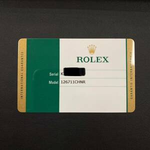 ロレックス GMTマスター2 126711 CHNR 純正 ギャランティ ワランティ 国際保証書 カード 正規品 時計 付属品 ROLEX 非売品 GMT MASTER2