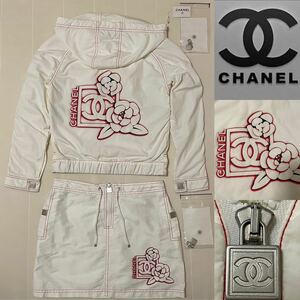 CHANEL シャネル カメリア ココマーク スポーツライン パーカー スカート セット ホワイト レッド
