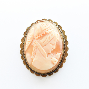 Vintage　shell cameo　brooch　pendant top