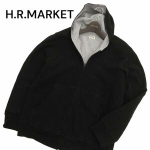 H.R.MARKET ハリウッドランチマーケット 裏地サーマル ストレッチ★ フーディー ジップ パーカー Sz.3　メンズ 黒 ハリラン　C4T02871_3#O