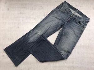 USA製 7 For All Mankind セブンフォーオールマンカインド ブーツカット フレア デニム パンツ ジーンズ レディース ジップフライ 26 青