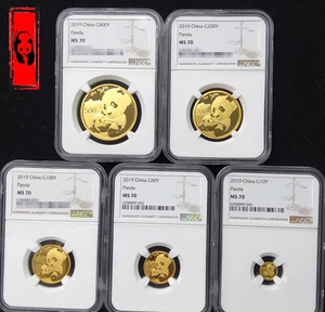 【記念貨幣】2019年 ゴールド パンダ 金貨 10/50/100/200/500元 5枚セット NGC MS70 最高鑑定 CHINA GOLD PANDA COIN COLLECTION★M04