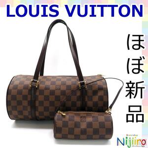 ほぼ新品】ルイヴィトン　パピヨン30　ハンドバッグ　ポーチ付き　1504　LOUIS VUITTON ダミエ　トートバッグ　ブラウン　茶色