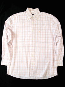 BURBERRY LONDON バーバリー チェック 長袖 シャツ ドレスシャツ ピンク×白 メンズ L 送料250円