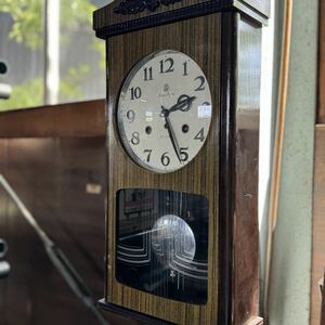 掛時計 (昭和レトロ アンティーク 振り子時計 柱時計 ゼンマイ式 愛知時計 掛け時計 ビンテージ )[H72]